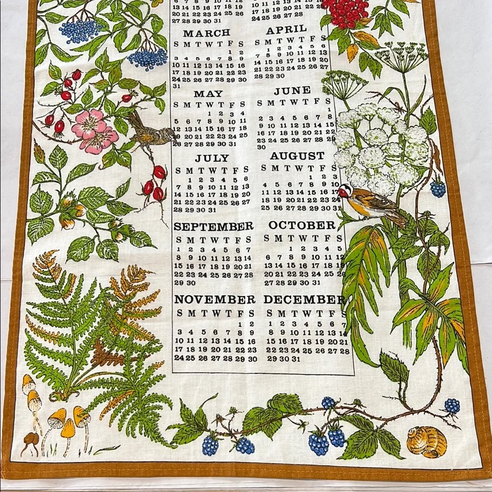 Vintage Floral 1991 Calendar Tapestry